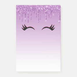 Stilvolle Pink & Black Eyelashes beim Drippen von  Post-it Klebezettel