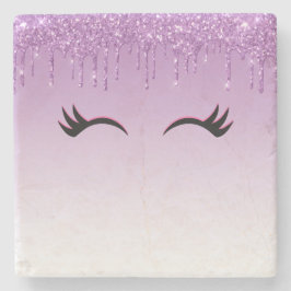 Stilvolle Pink & Black Eyelashes beim Drippen von  Steinuntersetzer