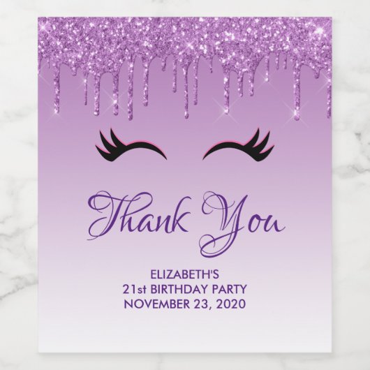 Stilvolle Pink & Black Eyelashes beim Drippen von Weinetikett (Einzelnes Label)