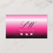 Stilvolle Pink Black Ombre Sparkle Diamonds Initia Visitenkarte (Vorderseite)