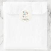 Stilvolle Pink & Blue Blume Bouquet Business Runder Aufkleber (Tasche)