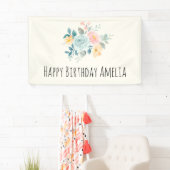Stilvolle Pink & Blue Blume Bouquet Geburtstag Banner (Insitu)
