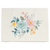 Stilvolle Pink & Blue Blume Bouquet Große Geschenktüte (Vorderseite)