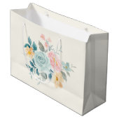 Stilvolle Pink & Blue Blume Bouquet Große Geschenktüte (Vorderseite Schrägansicht)