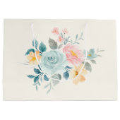 Stilvolle Pink & Blue Blume Bouquet Große Geschenktüte (Rückseite)