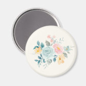 Stilvolle Pink & Blue Blume Bouquet Magnet (Vorderseite/Rückseite)
