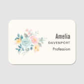 Stilvolle Pink & Blue Blume Bouquet Namensschild (Vorderseite)