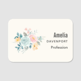 Stilvolle Pink & Blue Blume Bouquet Namensschild