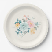 Stilvolle Pink & Blue Blume Bouquet Pappteller (Vorderseite)