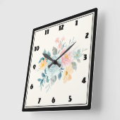 Stilvolle Pink & Blue Blume Bouquet Quadratische Wanduhr (Winkel)
