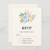 Stilvolle Pink & Blue Blume Bouquet RSVP Karte (Vorne/Hinten)