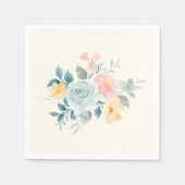 Stilvolle Pink & Blue Blume Bouquet Serviette (Vorderseite)