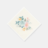 Stilvolle Pink & Blue Blume Bouquet Serviette (Ecke)