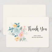 Stilvolle Pink & Blue Blume Bouquet - Vielen Dank Dankeskarte (Vorne/Hinten)