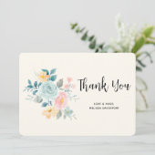 Stilvolle Pink & Blue Blume Bouquet - Vielen Dank Dankeskarte (Stehend Vorderseite)