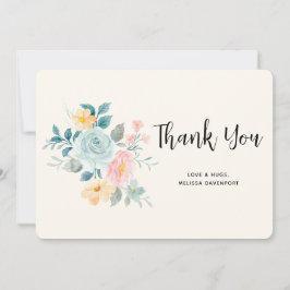 Stilvolle Pink & Blue Blume Bouquet - Vielen Dank Dankeskarte