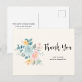 Stilvolle Pink & Blue Blume Bouquet - Vielen Dank Postkarte (Vorne/Hinten)