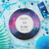Stilvolle Pink & Blue Galaxy Stars Abstrakt Geburt Pappteller (Party)