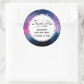 Stilvolle Pink & Blue Galaxy Stars Abstrakt Geburt Runder Aufkleber (Tasche)