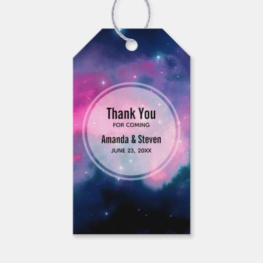 Stilvolle Pink & Blue Galaxy Stars Abstrakt Geschenkanhänger (Vorderseite)