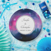 Stilvolle Pink & Blue Galaxy Stars Abstrakte Hochz Pappteller (Party)