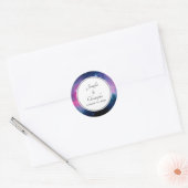 Stilvolle Pink & Blue Galaxy Stars Abstrakte Hochz Runder Aufkleber (Umschlag)
