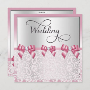 Stilvolle Pink Bows & Lace Wedding Einladung