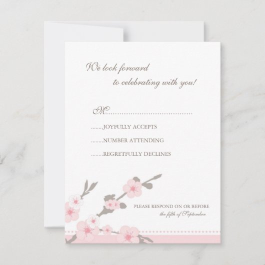 Stilvolle Pink Cherry Blossoms UAWG Response Card RSVP Karte (Vorderseite)