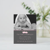 Stilvolle Pink Crown Baby Girl Birth Ankündigung (Stehend Vorderseite)