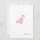 Stilvolle Pink Dino Girl Babydusche Einladung (Rückseite)