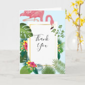 Stilvolle Pink Flamingo & Tropical Blätter Vielen Karte (Gelbe Blume)