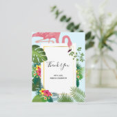 Stilvolle Pink Flamingo & Tropical Blätter Vielen  Postkarte (Stehend Vorderseite)