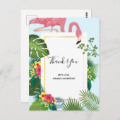 Stilvolle Pink Flamingo & Tropical Blätter Vielen  Postkarte (Vorne/Hinten)