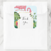 Stilvolle Pink Flamingo & Tropical Blätter Vielen  Quadratischer Aufkleber (Tasche)