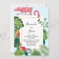 Stilvolle Pink Flamingo und tropische Blätter Hoch