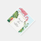 Stilvolle Pink Flamingo und tropische Blätter Hoch Serviette (Ecke)