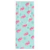 Stilvolle Pink Flamingo Weihnachtsschnee Flake Geschenktüte Für Weinflaschen (Rückseite)