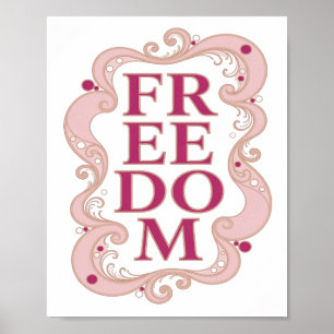 Stilvolle Pink FREEDOM 3D-Textkunst Poster