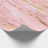 Stilvolle Pink Gold Abstrakt Marble Liquid Paint Geschenkpapier (Ecke)
