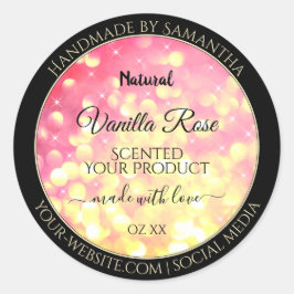 Stilvolle Pink Gold Glitzer Produktverpackungsmark Runder Aufkleber