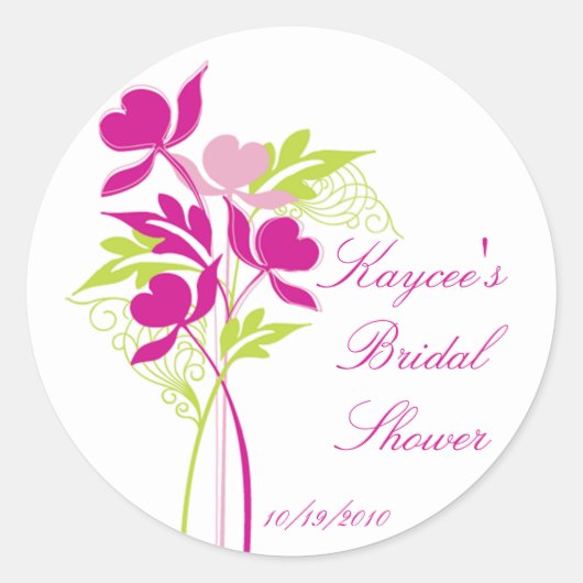 Stilvolle Pink & Green Bouquet Brautparty Sticker (Vorderseite)