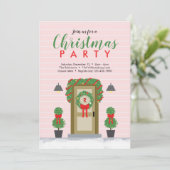 Stilvolle Pink Green Zuhause Weihnachts-Party Einl Einladung (Stehend Vorderseite)