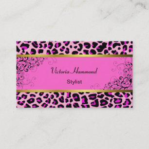 Stilvolle Pink Jaguar Print Business Card Visitenkarte