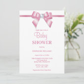 Stilvolle Pink Jewel Bow Baby Dusche Einladung (Stehend Vorderseite)