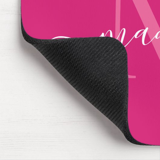 Stilvolle Pink Magenta White Monogram Script Moder Mousepad (Ecke)