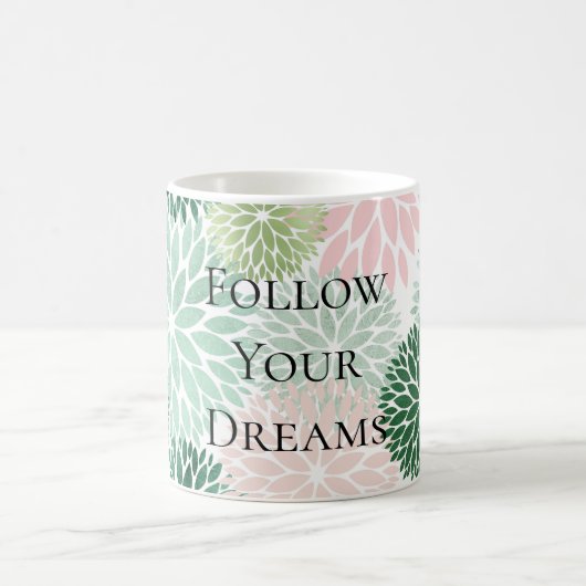 Stilvolle Pink Mint Green Blume Kaffeetasse (Mittel)