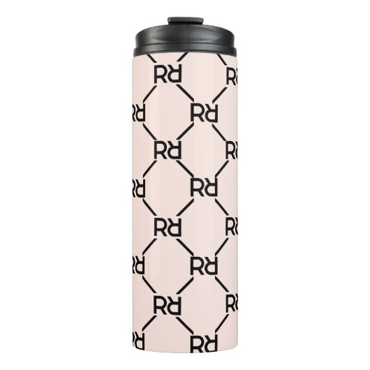 Stilvolle Pink Moderne Girly Monogram Erstluxuriös Thermosbecher (Vorderseite)