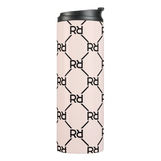Stilvolle Pink Moderne Girly Monogram Erstluxuriös Thermosbecher (Nach links gedreht)