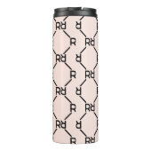 Stilvolle Pink Moderne Girly Monogram Erstluxuriös Thermosbecher (Rückseite)