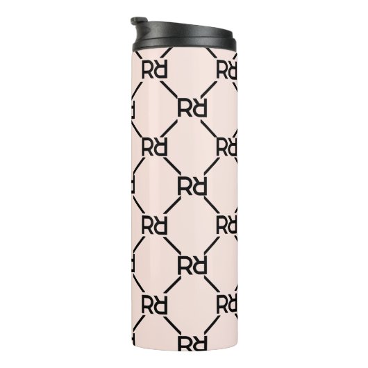 Stilvolle Pink Moderne Girly Monogram Erstluxuriös Thermosbecher (Nach rechts gedreht)